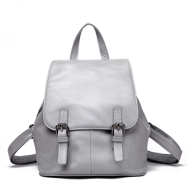 2016夏季新款真皮女士雙肩包女牛皮背包韓版簡約學(xué)院風(fēng)學(xué)生旅行包 白色